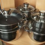 Набор посуды из нержавеющей стали пр-во Германия дно 9-ти слойное и подарок фен